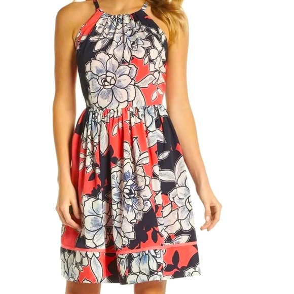 Vince Camuto Dresses & Skirts - Vince Camuto Women's Pink Floral Printed Halter Fit-And-Flare Dress